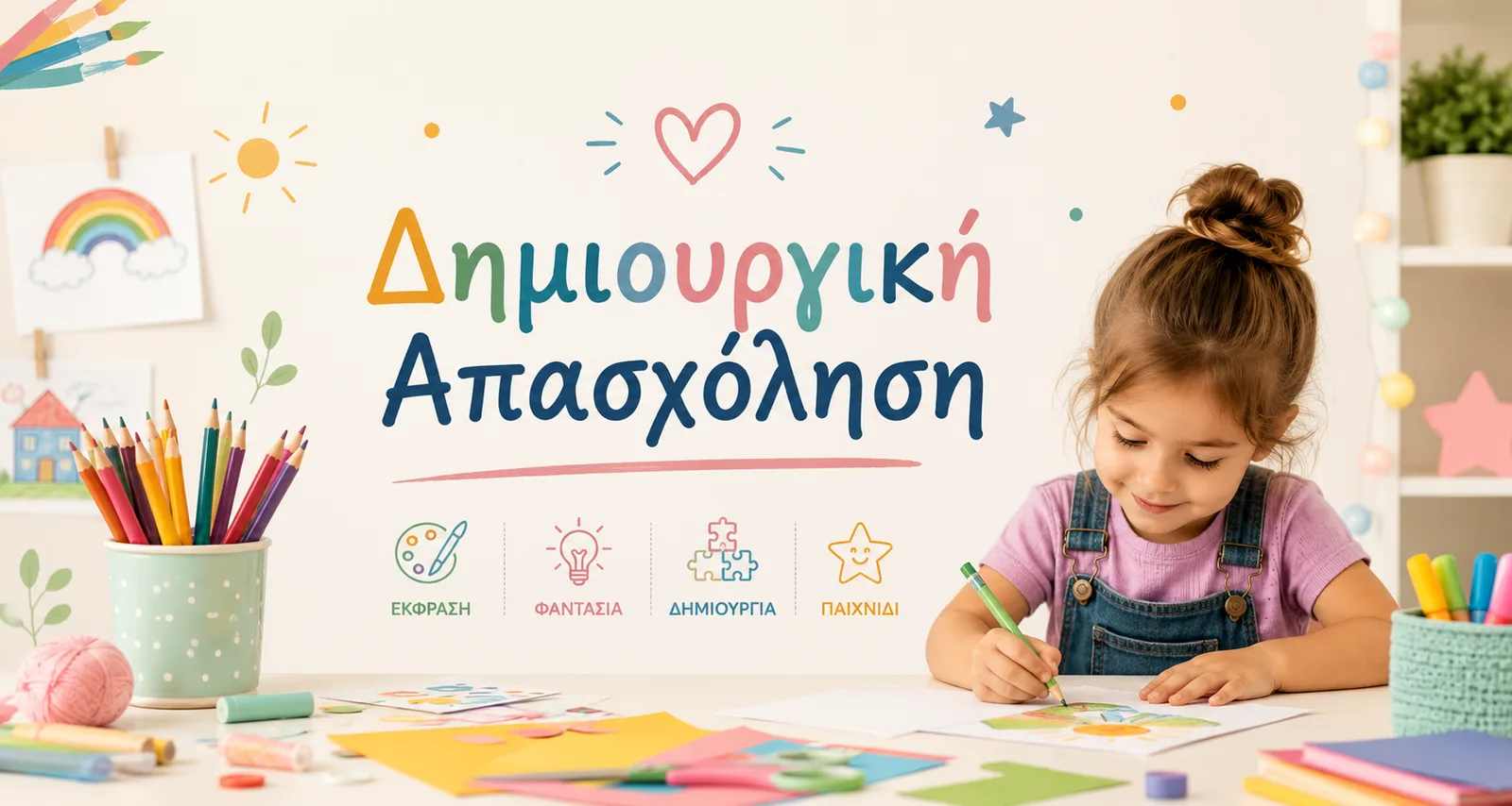 Παιδί ζωγραφίζει με μαρκαδόρους